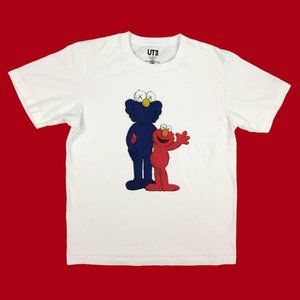 Kaws X Uniqlo X Sesame Street white tee